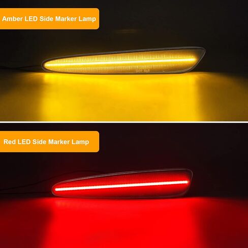 Side Marker Lights Kits Compatible with Corvette C6 Grand Sport/Z06/ZR1 2005 2006 2007 2008 2009 2010 2011 2012 2013 Front Amber & Rear Red Bumper Marker Indicator Lamp 4PCS (Smoked Lens) in Saudi Arabia