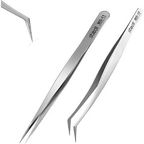 stedi 2PCS Precision Tweezers Set, Model Hobby Making Tools,Ultra-Precision Premium Stainless Steel Tweezers for Gundam, Scale Military Model, 3D Resin Parts, Industrial Tweezers