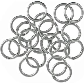 20 Pack Round Carabiner O-Rings - Silver O-Spring Loaded Gate Clips - Hook Key-Ring Buckles (Silver)
