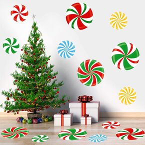 14 PCS Large Christmas Peppermint Floor Decals Christmas Wall Decals Peppermint Floor Decals Stickers for Christmas Candy Party Decorations in Kuwait
