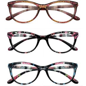 CVVTSPE 3 Pack Reading Glasses Blue Light Blocking Stylish Cat Eye Computer Readers Anti Eyestrain & Glare for Women