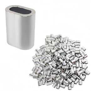 Aluminum Crimping Loop Sleeve M0.8-M6 (1/32''-1/4'') Diameter Double Ferrules Cable Crimps Kits for Wire Rope and Cable 8 Sizes Available