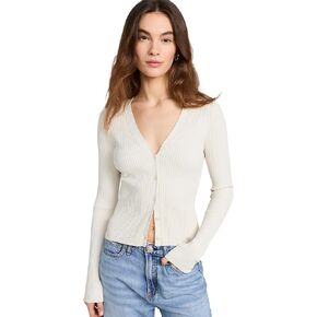 Good American Women's Shine Rib V Neck Cardigan