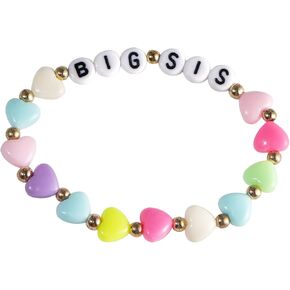 Fuqimanman2020 Pastel Beads Big Sis Bracelet For Girls Women Big Sister Announcement Bracelet Best Christmas, Halloween, New Year's Gift For Girls Women