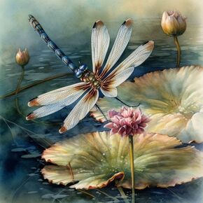 Watercolor Dragonfly & Lotus 11CT Cross Stitch Kits for Beginners Color Printed Stamped Cross-Stitch Supplies Needlework Printed Embroidery Kits DIY Kits Needlepoint Starter Kits 50x50cm (s218)