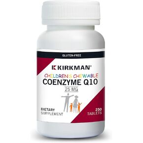 Kirkman Coenzyme Q10 25 mg Children's Chewable Tablets || 250 Tablets || CoQ10 || Free of Common allergens || Gluten Free || Casein Free || Supports Immune System
