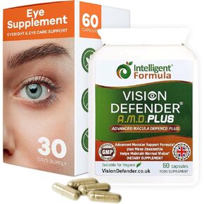 Vision Defender PLUS Eye Supplement: AREDS2 Formula Vitamins, Minerals (Lutein, Zinc) Enhanced with Meso-Zeaxanthin for Complete Eyes/Eyesight Health Care & Support. 60 Easy-to-Swallow Vegan Capsules