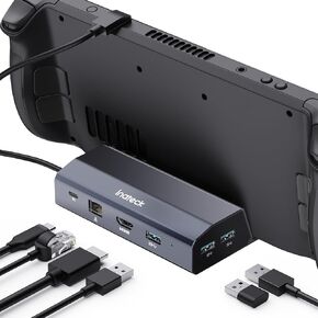 Inateck Steam Deck Dock, 6-in-1 Aluminum Docking Station Compatible with Steam Deck, HDMI 4K@60Hz, PD 100W Fast Charge, 3 USB A Ports, Gigabit Ethernet, DK3001