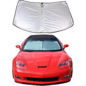 Windshield Sunshade Fit for Chevrolet Corvette C6 2005-2013, Folding Car Sun Shade for Front Window, Auto Sun Protection Visors Blocks UV Rays and Keeps Vehicle Cool (for C6 2005-2013)