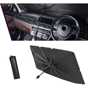 Pack-1 Car 31" x 55" Windshield Sun Shade, Keep Vehicle Cool Reflective Heat Shield, Foldable Stabilizing Umbrella Rib Support, Universal Dashboard UV Protection Accessory for Cars (Silver)