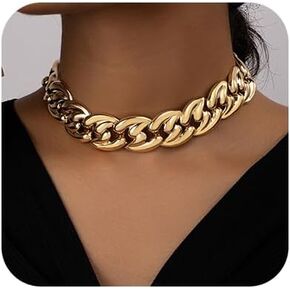Denifery Dainty Gold Chunky Choker Cuban Link Chain Thick Necklaces Punk Statement Hip Hop Jewelry for Women