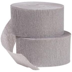 DENNECREPE 2 Rolls Gray Crepe Paper Streamers; 145 Feet Total; Made in USA