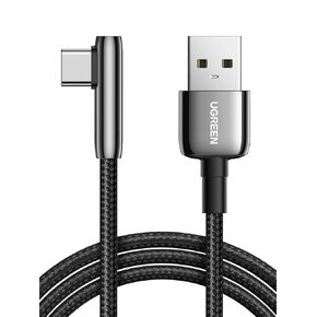 UGREEN USB C Cable Right Angle, USB A to USB C Cable 90 Degree Braided Cord Compatible with iPhone 15/15 Plus/15 Pro/15 Pro Max, iPad Pro/Air, Pixel 8/7, Galaxy S24/S23/S10 S10+ A13, 1.5FT