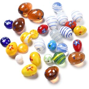 40pcs Easter Eggs Lampwork Crystal Egg Figurine Small Round Oval Egg Ornaments Easter Basket Fillers Decorations for Home Party Decor