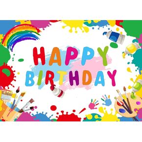 LYWYGG 7x5ft Happy Birthday Backdrop Party Decorations Colorful Birthday Banner Backdrops Boys Girls Birthday Party Indoor Outdoor Decorations Supplies for Kids CP-433