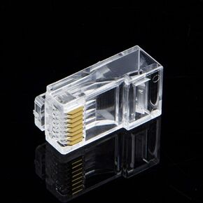 Cat6 RJ45 Connectors | 100-PACK Cat6 RJ45 Ends | Ethernet Cable Crimp Connectors UTP Network Plug | for Solid Wire and Standard Cable | Transparent