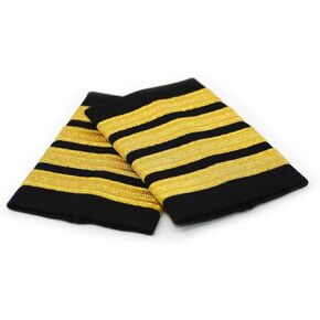 Professional Pilot Uniform Epaulets - Four Bars - Captain - Gold Metallic on Black