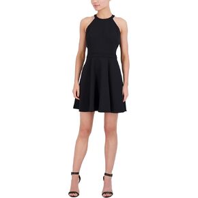 BCBGMAXAZRIA Women's Halter Neck Mini Dress with Bow