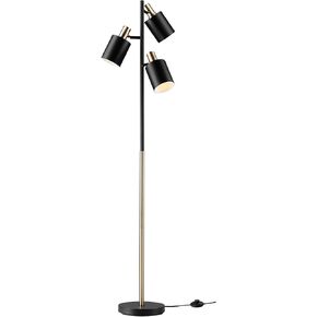 Globe Electric 67604 Pratt 63" 3-Light Floor Lamp, Matte Soft Gold, Large Weighted Base, Individual Rotary On/Off Switches on Shades