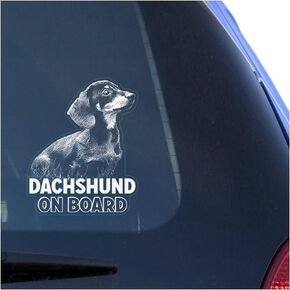 Dachshund Clear Vinyl Decal Sticker for Window, Doxie Dog Sign Art Design Print