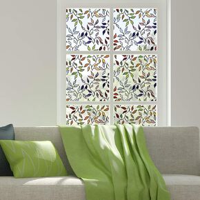 RoomMates WFM3905SLG Stained Glass Leaves Window Film,Multi, Red, Blue, Yellow, Green
