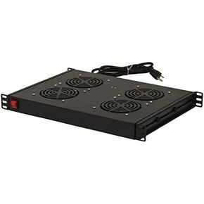 NavePoint Rack Cabinet Mounted Server 4 Fan Unit Cooling System with 4 Fans 110V Blk 1U