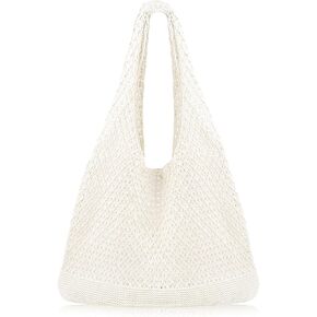 COOKOOKY Crochet Beach Tote bag Summer Beach Bag for Women Aesthetic Mesh Tote Bag Hippie Bag Knit Bag
