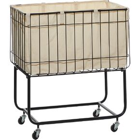 Deco 79 Metal Rectangle Storage Cart with Wheels, 24" x 16" x 26", Black