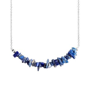 Thecraftman Natural Lapis Lazuli Chips Bar Necklace, Gemstone Pendant Necklace, Genuine Gemstone, Birthstone, Gift for Her, Healing Stone, 18 Inch