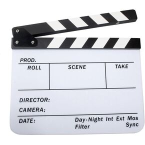 Acrylic Movie Directors Clapboard, Photography Video Clapper Board Dry Erase Film Slate Cut Action Scene Clapper 9.6x11.7 inch/25x30cm, White