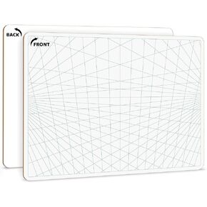 SCRIBBLEDO 3 Point Perspective Grid 11"x14" Large Graph Dry Erase Board Double-Sided White Board Drawing Grid Lines Graphing Charts Whiteboard for Home School Classroom Teachers and Students