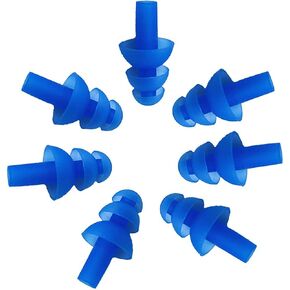 6PAIRS Soft Silicone Earplus Swimmers Flexible Ear Plugs for Swimming Sleeping with Earplug Case (Blue)