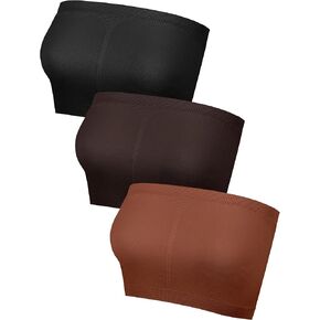 3 Pieces Bandeau Bras Women Stretch Strapless Bralettes Non Padded Stretch Top Tube Bras for Women Girls
