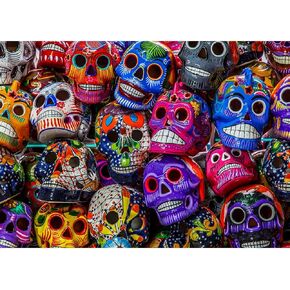 HUADADA 1000 Piece Puzzles for Adults - Colourful Flowers Skull - Jigsaw Puzzles for Adults and Kids 1000 Piece Educational Games Colorful Puzzles for Home Decoration(Cartoon Puzzles 1000 Pieces)