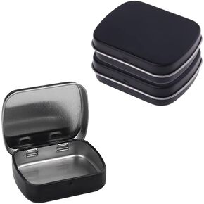 AKOAK 3 Pcs 2.4 x 1.7 x 0.6 Inches Rectangular Empty Hinged Tins Box Containers for First Aid Kit,Survival Kits,Storage,Herbs,Pills,Crafts and More (Black)