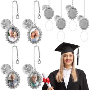 Sureio 4 Pieces Graduation Cap Photo Charm 2025 Graduation Memorial Photo Chain Graduate Memorial Photo Pendant for Cap and Gown Ceremony Picture Decorations