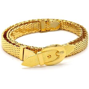 MARSHAL METAL Fashion Belt High Polished Gold Plated Mesh Skinny Belt 0.55" (14 mm) size 22"—32"