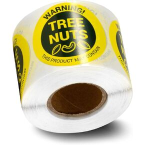300 Labels - Corn Allergen Label Allergy Warning Stickers, 1.5 inch Circle Dots Corn Allergies Food Advisory Allergens Warning Deli Restaurant Bakery Packaging Sticker Roll - Allergy Alert Labels