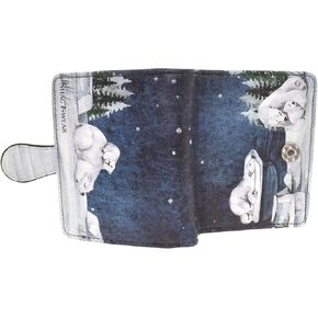 Shag Wear Polar Bear Scene Small Wallet for Women and Teen Girls Vegan Faux Leather 4.5" Starlight Blue