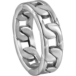 خاتم ربط كوبي بسوار من الفولاذ المقاوم للصدأ للرجال والنساء، مطلي بالذهب عيار 18 قيراط/معدن أسود، حلقات إبهام الهيب هوب، حلقات سلسلة ربط أنيقة، بعرض 6 مم - 7 مم، مقاس 07-12، مع صندوق هدايا in Kuwait