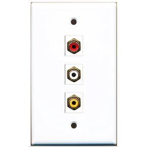 RiteAV - 1 Port RCA Red and 1 Port RCA White and 1 Port RCA Yellow Wall Plate