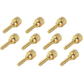 10 Pack 1/4-20 x 1-1/2 Inch Threads Solid Brass Diamond Knurled Thumb Screws Knobs with Straight Shoulders Right-Hand Threads SAE Flat Tip Uncoated (1/4-20 x 1-1/2 inch long threads)