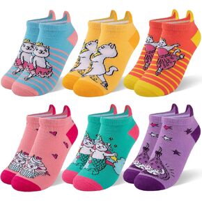 Comfoex Kids Girls Socks Novelty Funny Ankle Socks Colorful Animal Fashion Silly Cartoon Cute Unicorn Cotton Socks 6 Pairs
