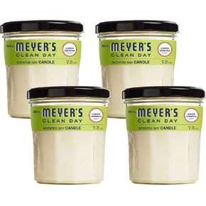 Mrs. Meyer's Clean Day Scented Soy Candle, Lemon Verbena Scent, 7.2 Ounce (Pack of 4)