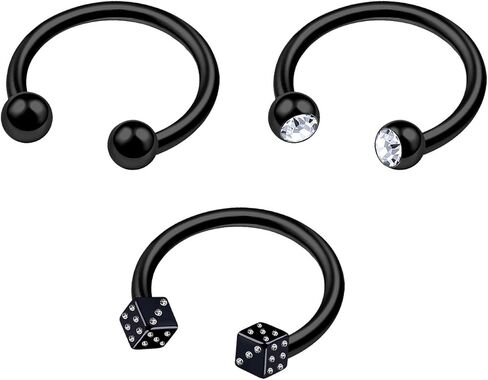 3 قطعة بأكسيد أسود 16 جرام حدوة الحصان حلقة ثقب المجوهرات الحاجب الرخ اللولب الزنمة 3 مللي متر واضح النرد الكرة الكريستال المزيد من الخيارات in Kuwait