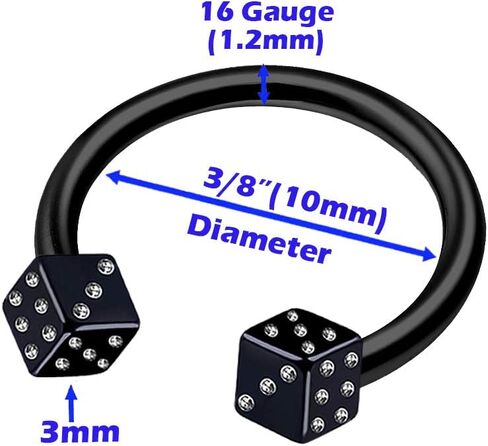 3 قطعة بأكسيد أسود 16 جرام حدوة الحصان حلقة ثقب المجوهرات الحاجب الرخ اللولب الزنمة 3 مللي متر واضح النرد الكرة الكريستال المزيد من الخيارات in Kuwait