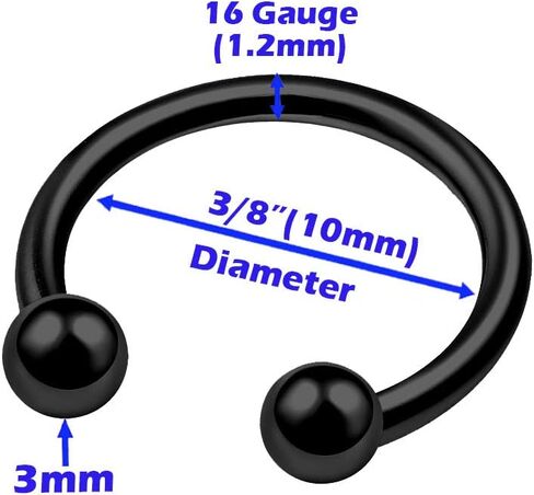 3 قطعة بأكسيد أسود 16 جرام حدوة الحصان حلقة ثقب المجوهرات الحاجب الرخ اللولب الزنمة 3 مللي متر واضح النرد الكرة الكريستال المزيد من الخيارات in Kuwait