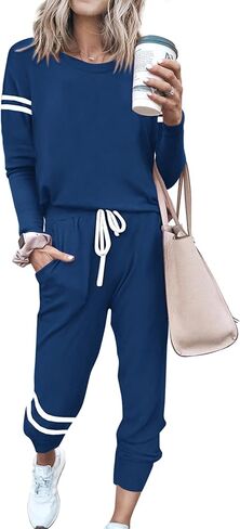 MASCOMODA 2024 Lounge Sets for Women Fall 2 Piece Outfits Tracksuit Jogger Set Long Sleeve Tops and Long Pants with Pockets in Kuwait