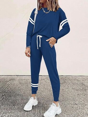 MASCOMODA 2024 Lounge Sets for Women Fall 2 Piece Outfits Tracksuit Jogger Set Long Sleeve Tops and Long Pants with Pockets in Kuwait