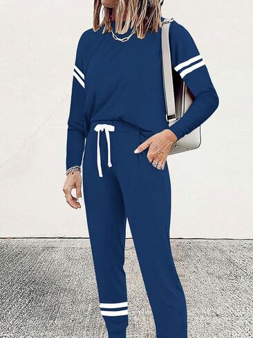 MASCOMODA 2024 Lounge Sets for Women Fall 2 Piece Outfits Tracksuit Jogger Set Long Sleeve Tops and Long Pants with Pockets in Kuwait